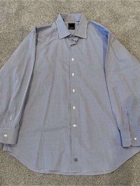 David Donahue Men’s Blue Micro-Check Dress Shirt